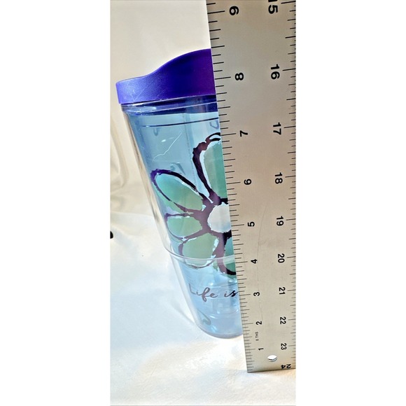 Life is Good Daisy Tervis Tumbler Insulated Hot or Cold 24oz.  Purple Top - Picture 8 of 10